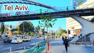 [4K] Tel Aviv. Evening Walk, Menachem Begin Road, Beautiful Israel