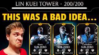MK Mobile. I Beat Lin Kuei Tower Battle 200 with GOLD Sub-Zero Team! This Was PAINFUL!!!