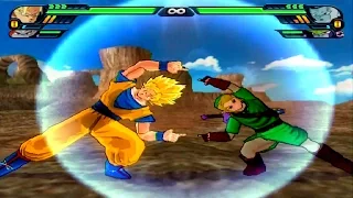 Goku SSJ and Link Fusion / Linkku vs Frieza & Cell & Teen Baby on DBZ Tenkaichi 3 (MOD)
