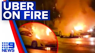 Uber ride ends up in flames | 9 News Australia