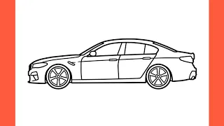 How to draw a BMW M5 F90 CS 2021 / drawing bmw m5 competition 2022 car