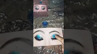 party# eyemake up 💄with blue# glitter easy n simple