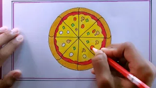 how to draw a pizza easy/pizza drawing