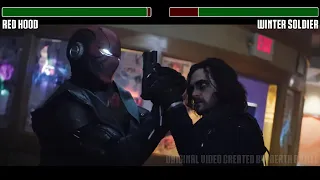 Red Hood vs. Winter Soldier fight WITH HEALTHBARS | HD | Death Battle