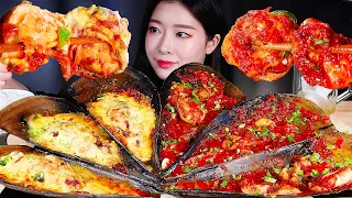ASMR * SPICY BRAISED GIANT PEN SHELLS 🔥CHEESY PEN SHELLS! HUGE MUSSELS' SCALLOP PARTY MUKBANG