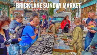 London’s Walking in Brick Lane Sunday Market | London Walking Tour - August 2021 [4K HDR]