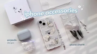 iPhone 14 accessories unboxing & try-on 💫 | cute cases, phone charms, airpods 3