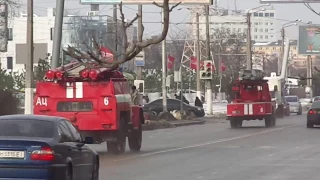 3x Ukrainian Fire trucks responding to house fire