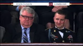 Sergeant First Class Cory Remsburg gets a standing ovation at the State of the Union. 1/28/14