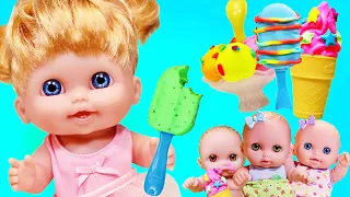 Играем в Куклы-Пупсики кушают мороженное из Плей До/Лепим из пластилина-видео для девочек/Зырики ТВ