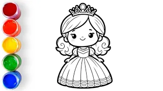 Cute Princess Doll Drawing, Painting and Colouring for Kids and Toddlers| Coloring Pages