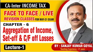 CA-Inter Income Tax : F2F REVISION CLASS For May21 I CH-6 : AOI, Set off & C/F off Losses  Class 1