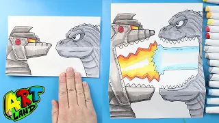 How to Draw Showa Godzilla vs Mechagodzilla Surprise Fold