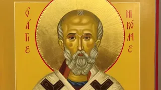 Рукописная икона святителя Николая Чудотворца под старину