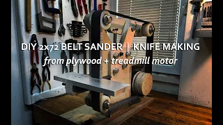 DIY 2x72 Belt Grinder from Plywood | Knife Making | Treadmill motor