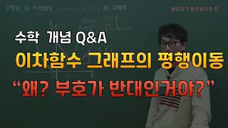 왜 부호가 반대인거야?!(이차함수 그래프의 평행이동)