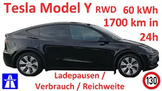 1700 km in unter 21 h mit dem Tesla Model Y RWD SR 60 kWh