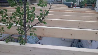 Dachstuhl Garage bauen -  Doppelgarage Flachdach
