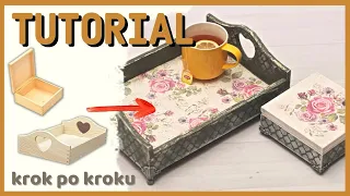 Decoupage zestaw ogrodowy z tacą - DIY tutorial