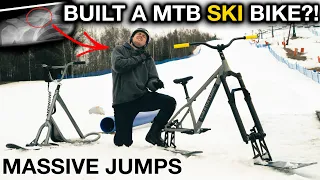 WE BUILT A INSANE MTB SKI BIKE! My collarbone didn't like it... (hitting jumps & rails)