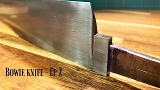 Grinding the Damascus Bowie knife [Episode 2]