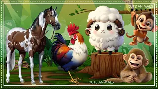 Relax with familiar animals: Horse, Chicken, Sheep, Monkey - Animal sounds