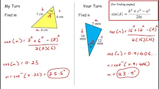 20) The Cosine Rule (missing angles)