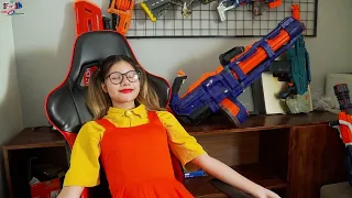 GUGU Nerf War : World Of Nerf Guns SWAT TEAM CID Dragon Fight Crime XICMAN MASK Doll SQUID GAME