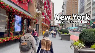 New York Walking Tour 4k - Macy's to Bryant Park Christmas Season Has Begun