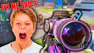 LEVEL 1000 1v1 ANGRY TRASH TALKING LITTLE KID on BLACK OPS 3! (HE RAGED OFFLINE!)