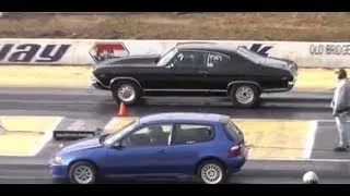 AMERICAN MUSCLE CARS vs. IMPORT CARS RACING THE 1/4 MILE