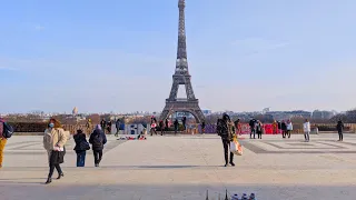 🎧 Binaural audio 🎧  Eiffel Tower, Champ de Mars, Trocadéro WALK  _ Winter in Paris 🇫🇷  _ 4K 60fps