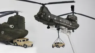 1/186 CH-47 Chinook sling loading a 3D printed Humvee