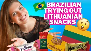 BRAZILIAN TRYING OUT LITHUANIAN SNACKS