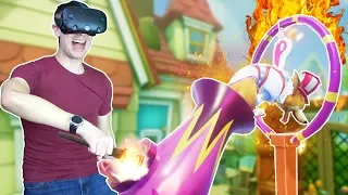 FIRING A STUNT DOG OUT OF A CANNON THROUGH A FLAMING HOOP IN VR! - Stunt Corgi VR HTC VIVE Gameplay