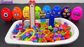 Numberblocks Satisfying Asmr l Rainbow Colors Fruits Candy Mixing with Bathtub Cutting ASMR