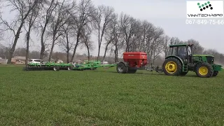 Вперше! Причіпний бункер та система внесення добрив на Ротаційну борону 12м.