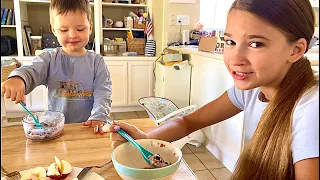 What do Karolina Protsenko and her little brother eat for breakfast?