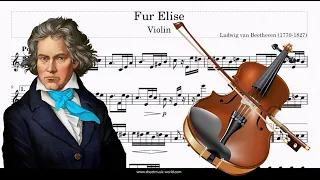 Für Elise Violin - Beethoven - (Tutorial Violon, Sheets Score) Ludwig van Beethoven