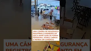 Tsunami meteorológico: veja o momento em que água do mar avança sobre praia em SC