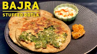 Bajre ka Stuffed Rotla Recipe/How to make Bajra Roti - बाजरे की रोटी बनाने की विधि | Bharelo Rotlo