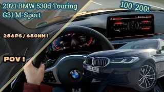 2021 BMW 530d LCI Touring G31 M-Sport POV Test Drive | 100-200, AUTOBAHN 4K