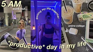 5 AM PRODUCTIVE DAY IN MY LIFE | online college, working out, cleaning my space, & grocery shopping