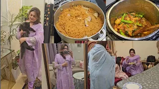 Aj meri luxury lawn ki pics a gai || Kisi k ghar gai dinner p || Gur wale chawal