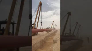 Saudi Aramco Oil pipeline lifting in Saudi Arabia |  2 kilometer length 48" pipe line  lifting