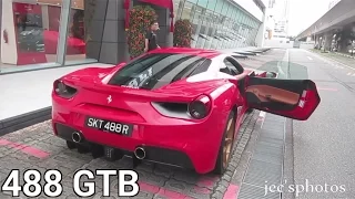 Ferrari 488 GTB with Gold Rims - Startup and Soft Accelerations