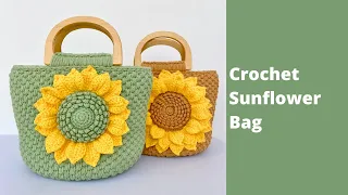Crochet Bag with Sunflower Tutorial | Crochet Flower Beginner Tutorial