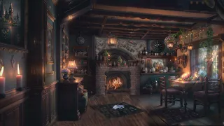 Castle Room With Crackling Fireplace & Beautiful Birds Sounds - ASMR Ambience | No Music | Relaxify