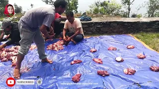 Buffallo meat process in nepal / चैते दशै / how to make buffalo meet