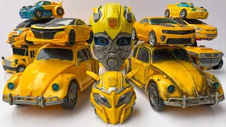 Full YELLOW Bumblebee the Beasts - TRANSFORMERS COLLECTION: Smash Excavator, truck crane & boat Cars